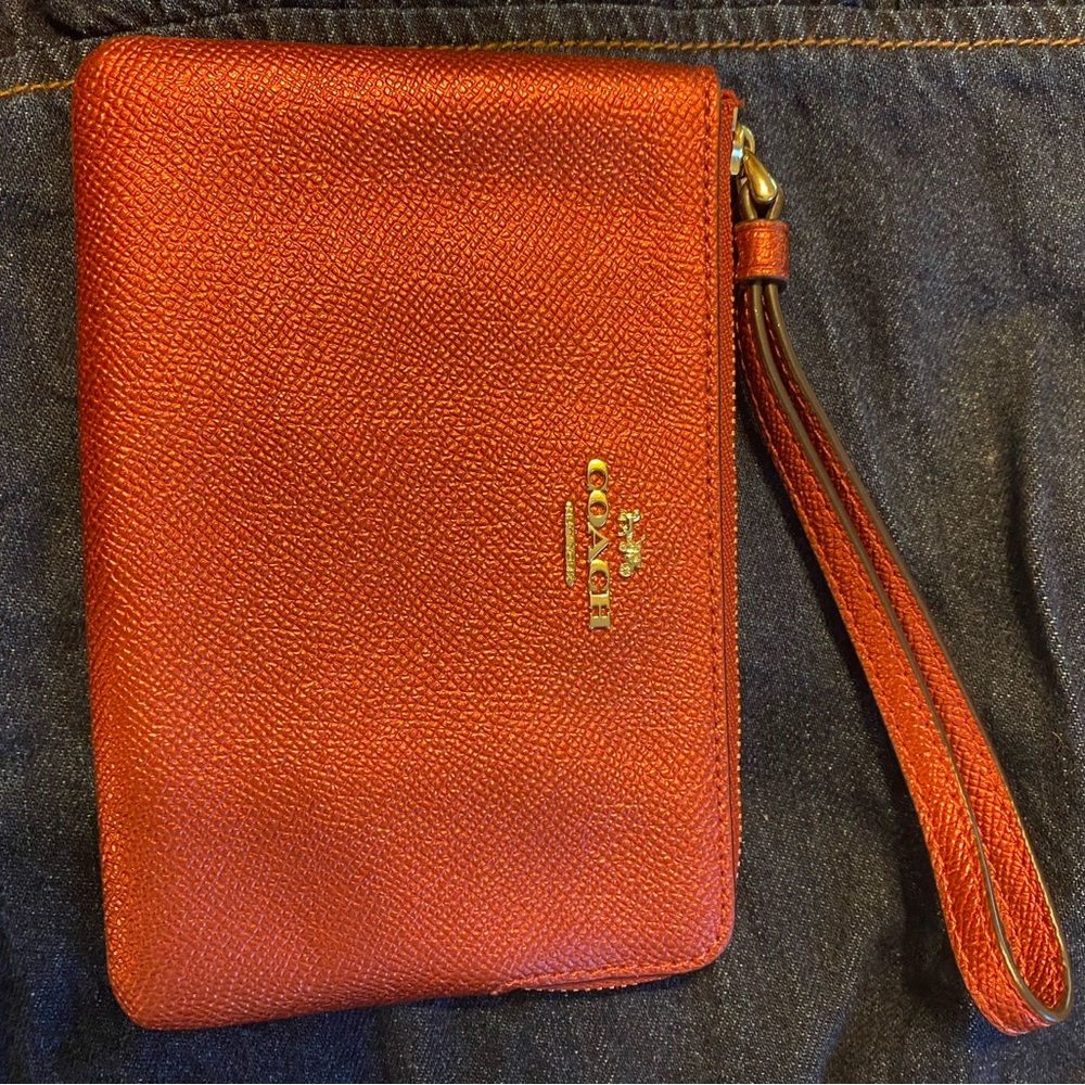 Coach Red Leather Wallet Compact Design